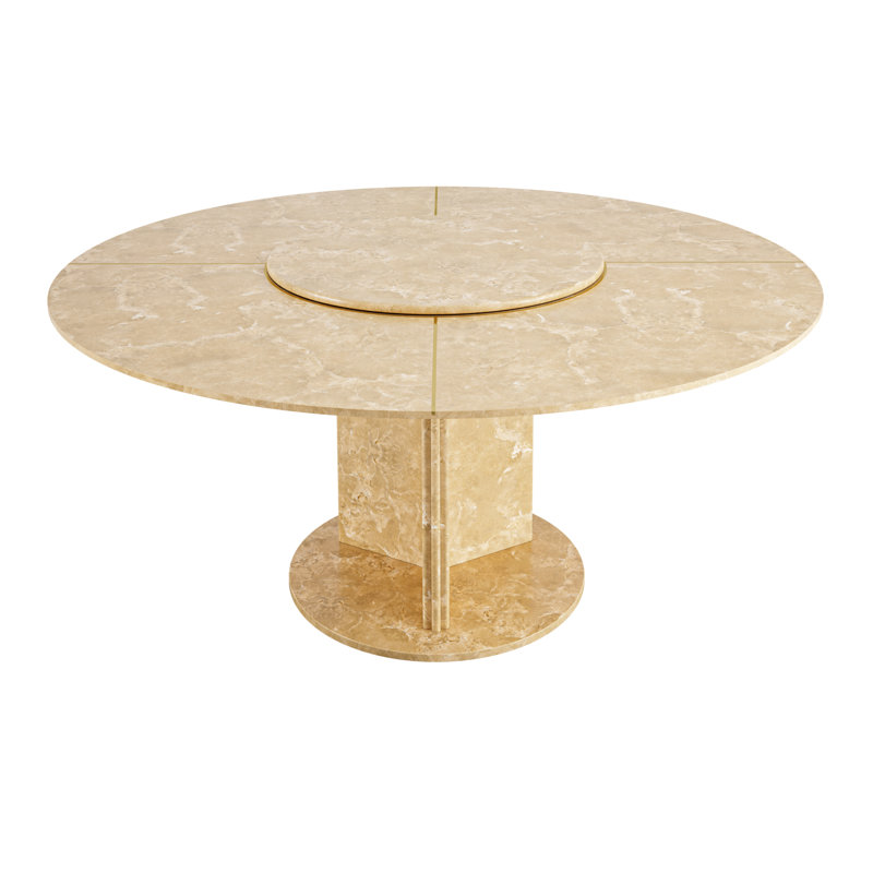 Maximo Round Marble Dining Table, Polished Domani Beige