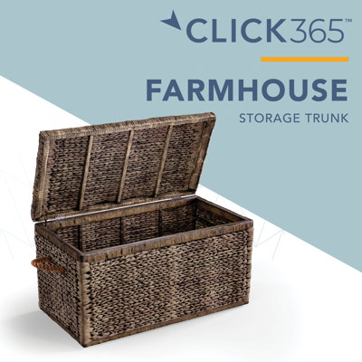 Bella ClickDecor Rustic Farmhouse Wicker Lightweight Indoor/Outdoor Storage Container Ottoman