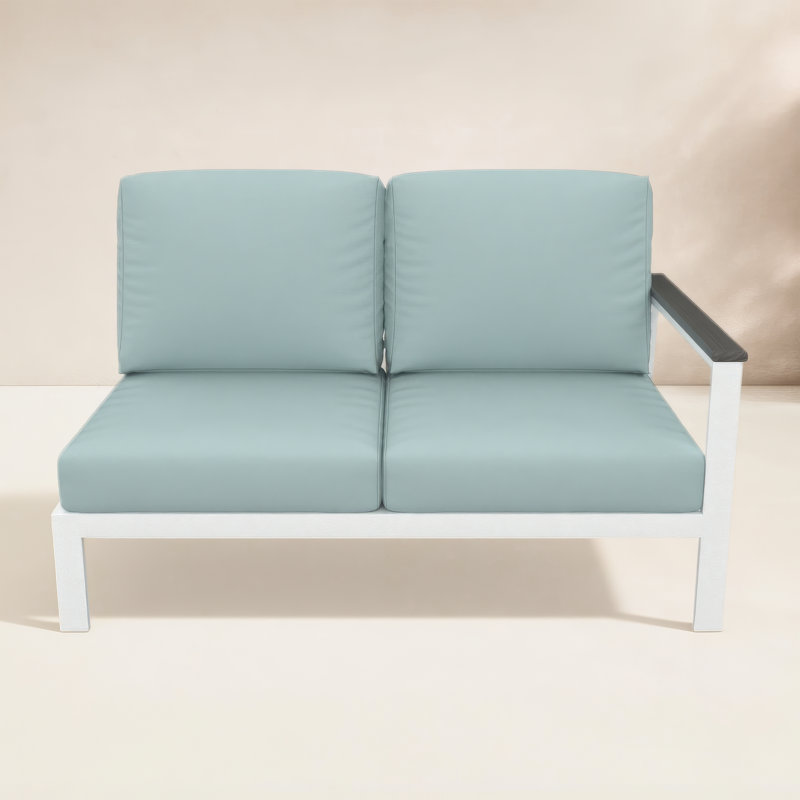 Outdoor Patio Sectional Right Loveseat With Sunbrella Cushions, Right Hand Facing, Bliss Dew