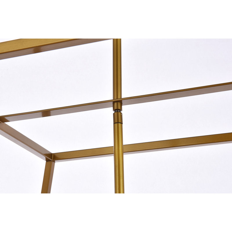 Gloriajean 4 - Light Dimmable Lantern Linear Chandelier, Brass, 18.7" H x 24" W x 24" D
