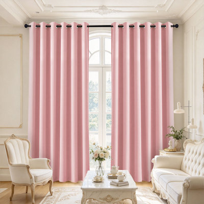 Rideaux 100% occultant avec œillets, 2 panneaux, rideaux en tissu à double revêtement 200 g / m², rideau de fenêtre épais et lisse, rideau d'intimité à isolation thermique solide et minimaliste, plusieurs tailles et couleurs disponibles pour le salon de la chambre à coucher
