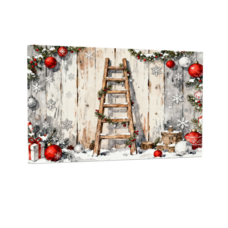 Christmas Christmas Ladder Wood Wall Decorations Snowflakes Ornaments, 12" H x 18" W
