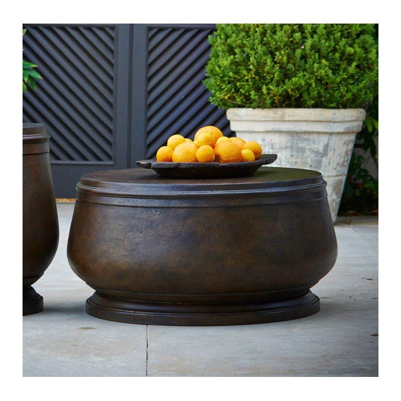 Hudson Outdoor Round Side Table, 32" Diameter, Charcoal