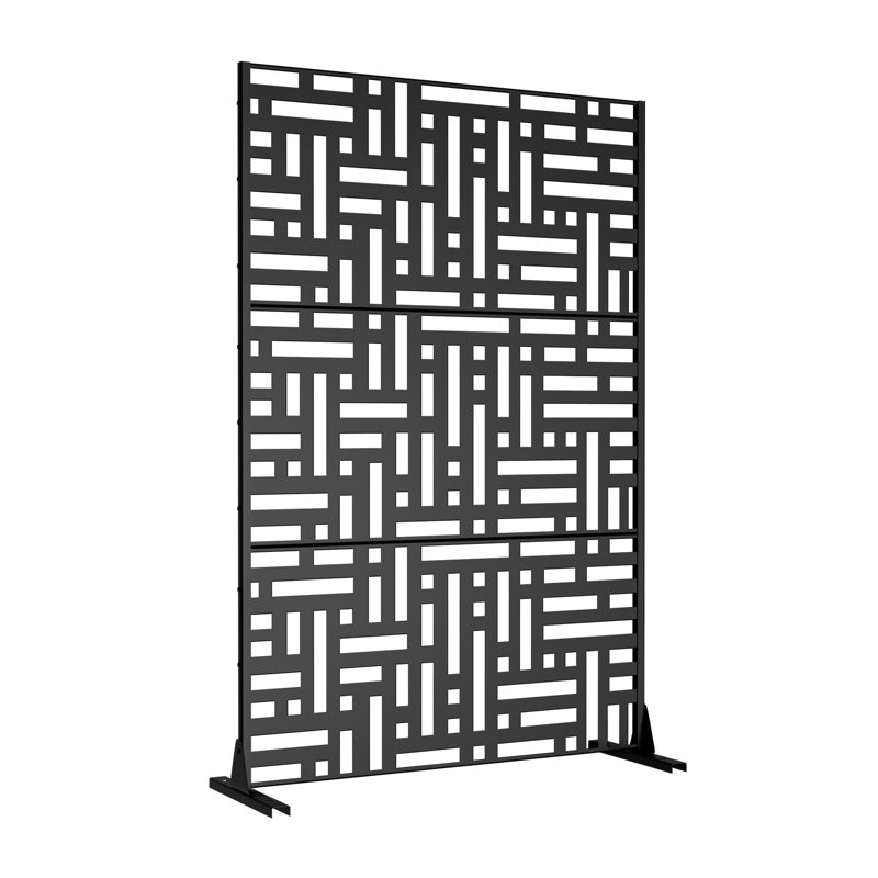 72"H×47"W×16"D Outdoor Metal Privacy Screen, Black