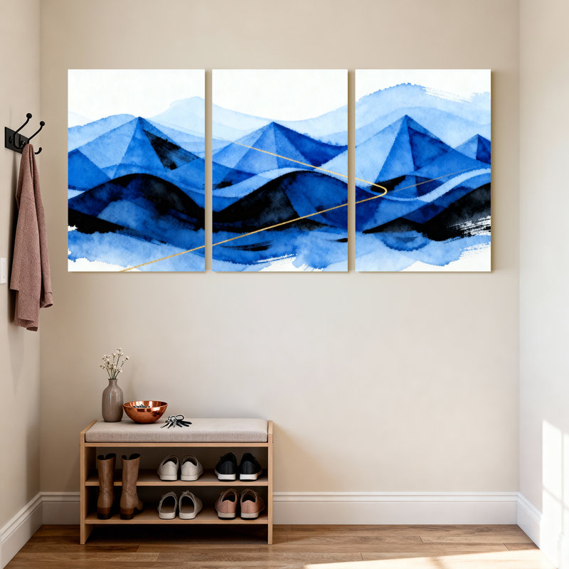 «Blue Mountain», ensemble de 3 reproductions d'art sur toile, H 30 po x l 60 po