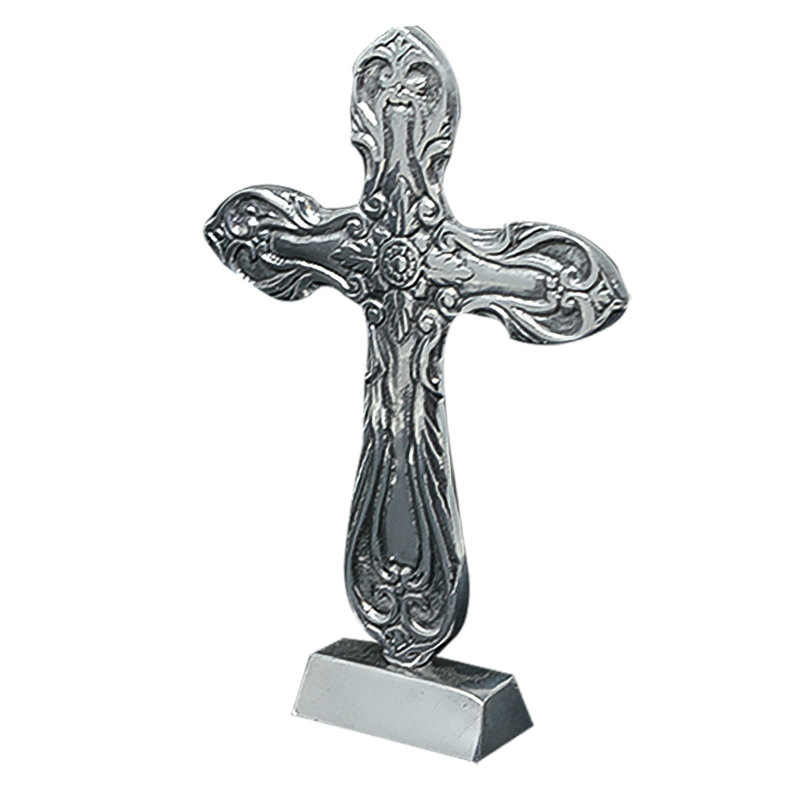 Stylized Free Standing Pewter Cross