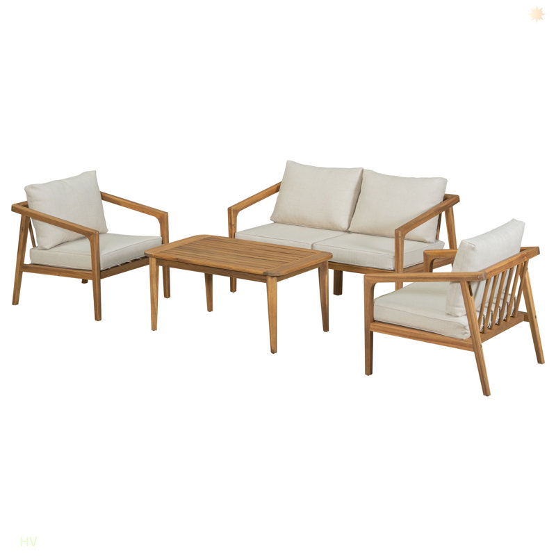Outdoor Acacia Wood 4PCS CHAT SET
