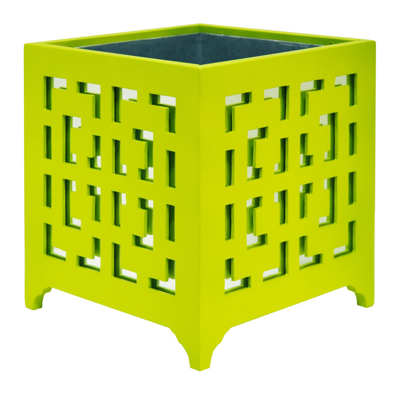 Turquoise and Mirror Finish Greek Key Outdoor Planter Box