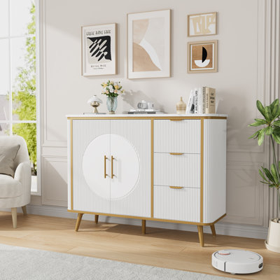 47.3" 3 Drawer Sideboard, White