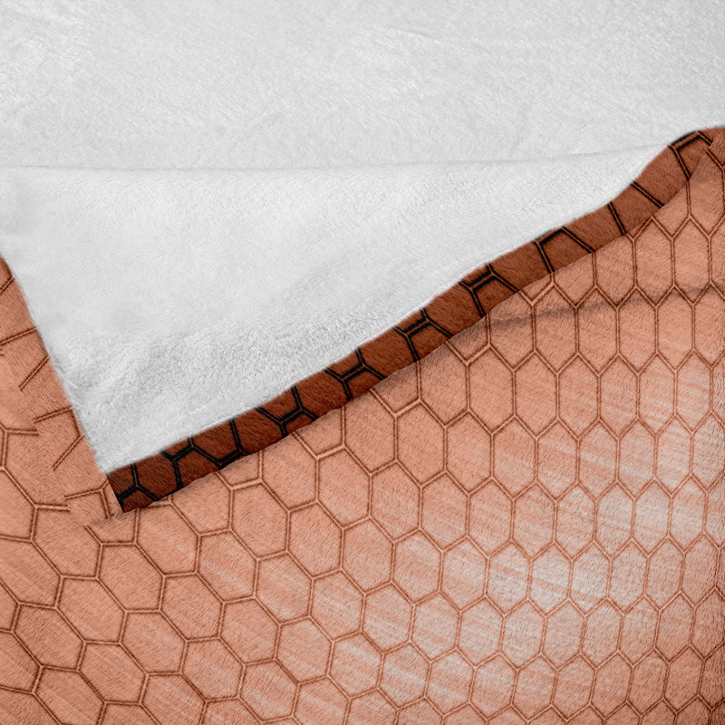 Ambesonne Abstract Fleece Throw Blanket Comb Pattern Waves  Pale Rust, 70" W x 90" L