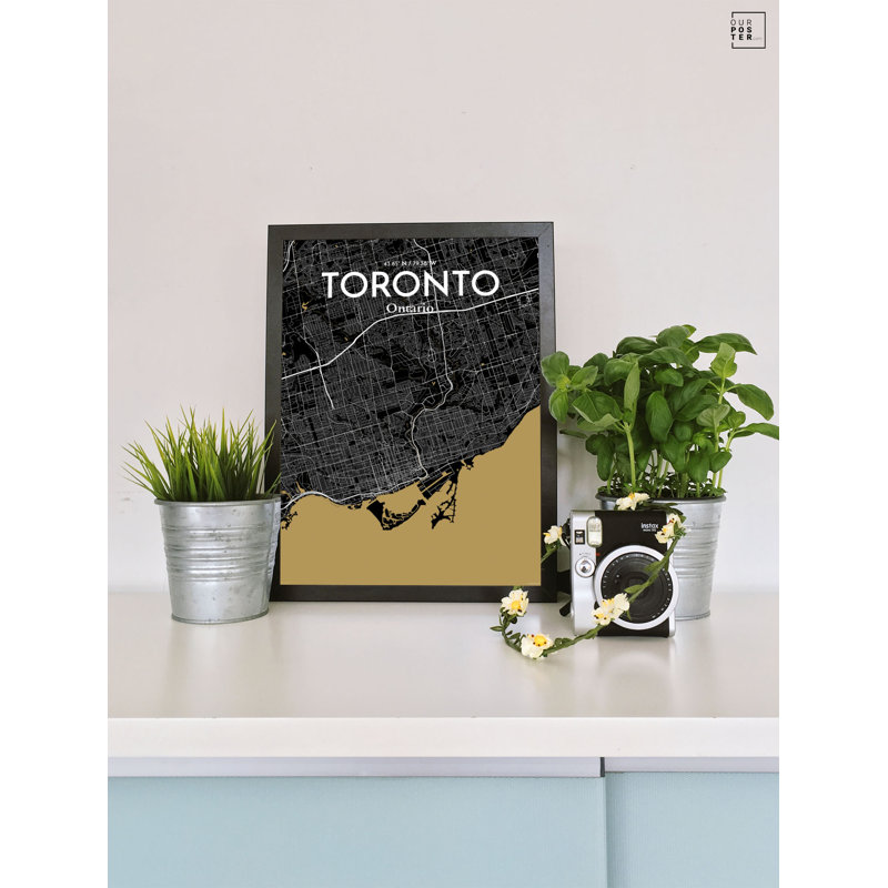 « toronto city map », reproduction d’impression sur affiche luxe, H 24 po x l 18 po