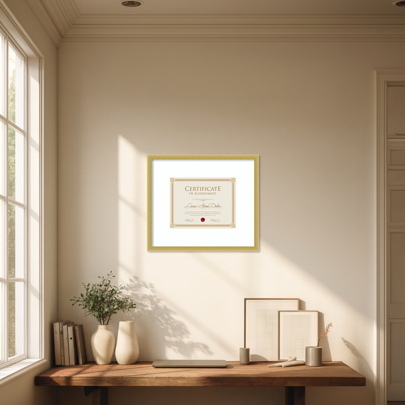 Cadre photo Svelte, 17x14.5 Matted to 11x9, Or poli svelte