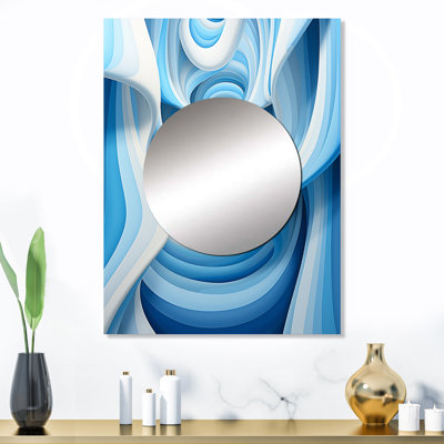 Lovrien Op Art Blue Focus III - miroir décoratif Op Art, miroir mural moderne, impression d'art en métal