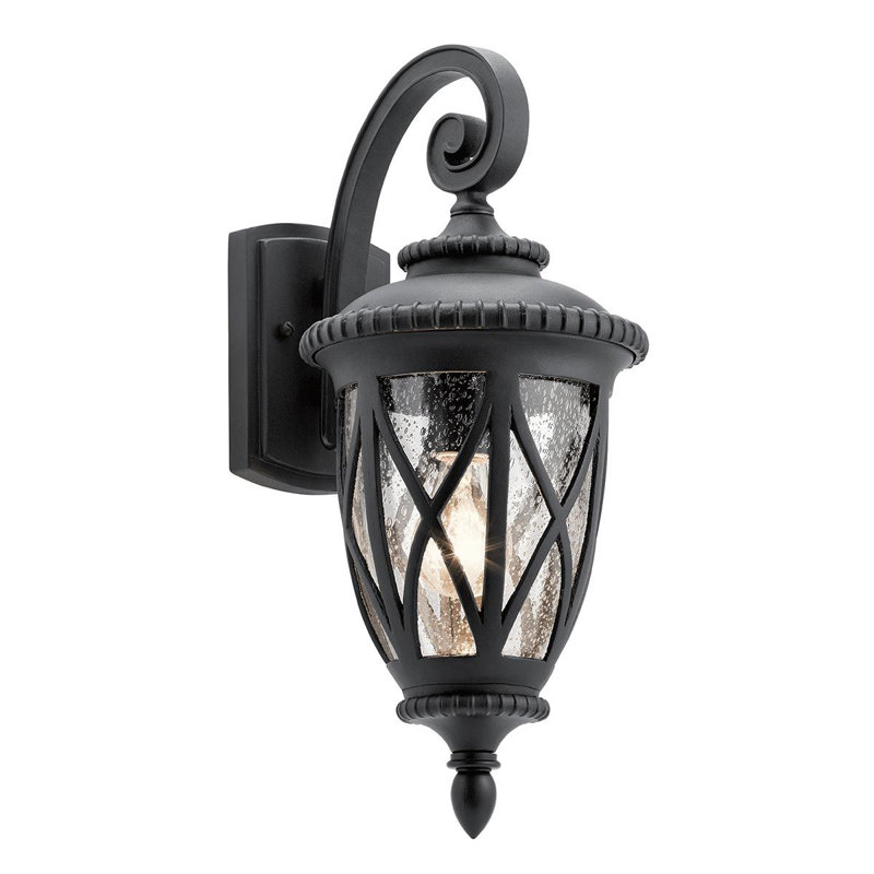 Farella Black Outdoor Wall Lantern, 47.8cm H x 20.8cm W x 27cm D