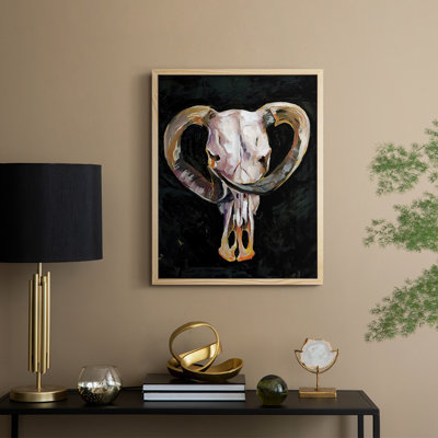Horned Skull II Framed Print - Solid Wood