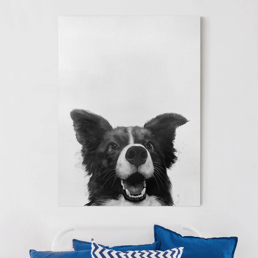 Leinwandbild Illustration Hund Border Collie von Laura Graves