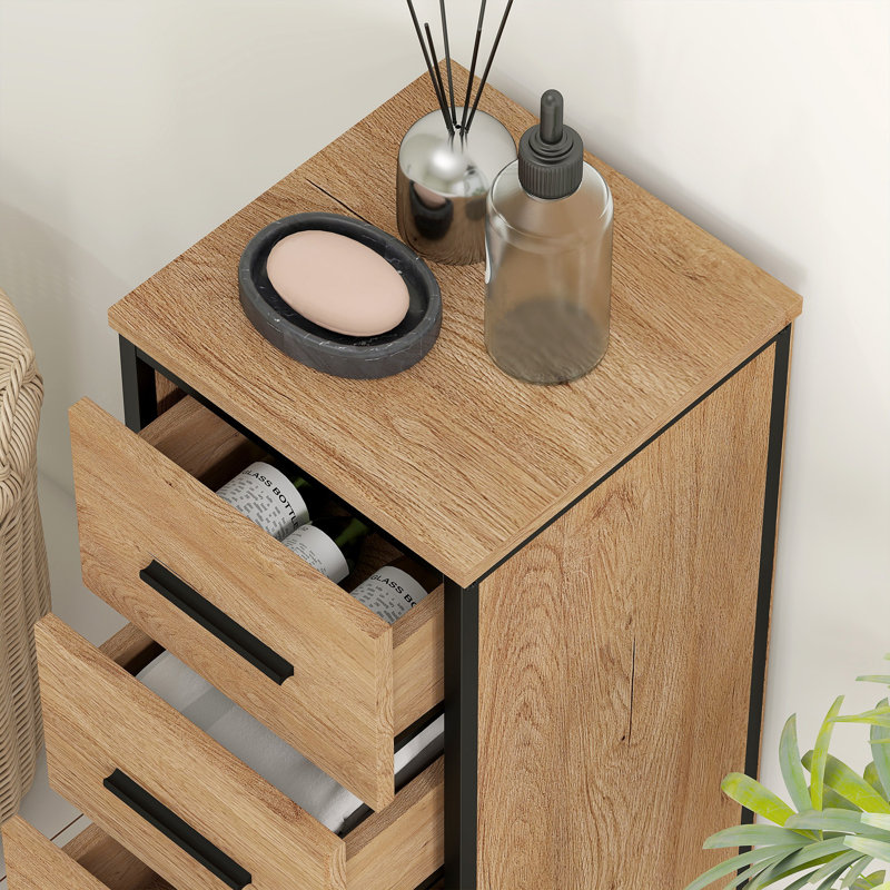 Manufactured Wood,Steel Freestanding Bathroom Cabinet