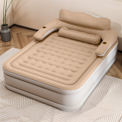 Grand matelas pneumatique avec tête de lit et pompe intégrée