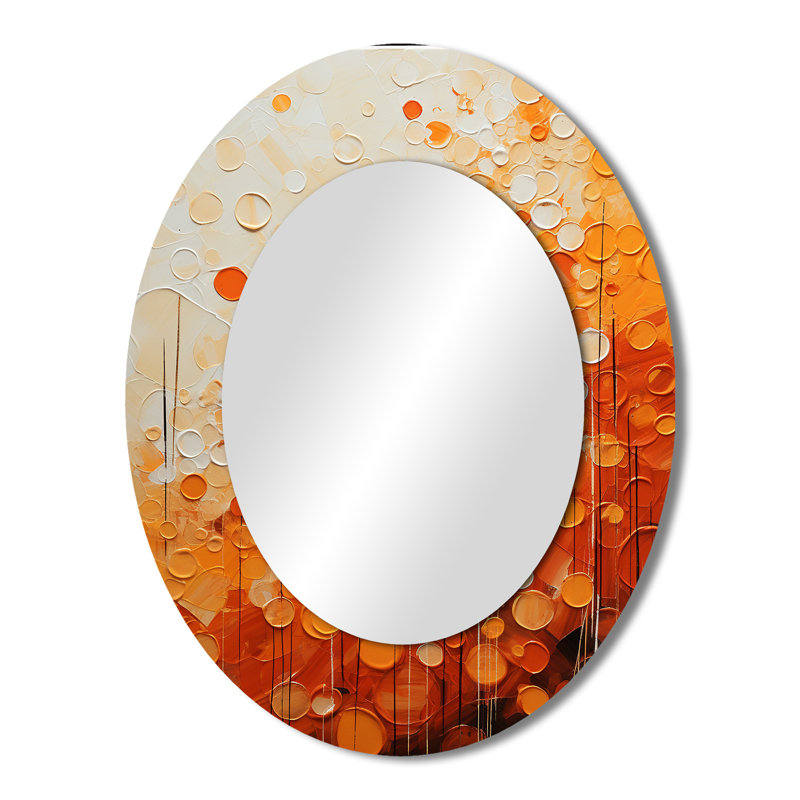 Tangerine Tango IV - Grand miroir mural ovale sur métal, 43 po x 33 po