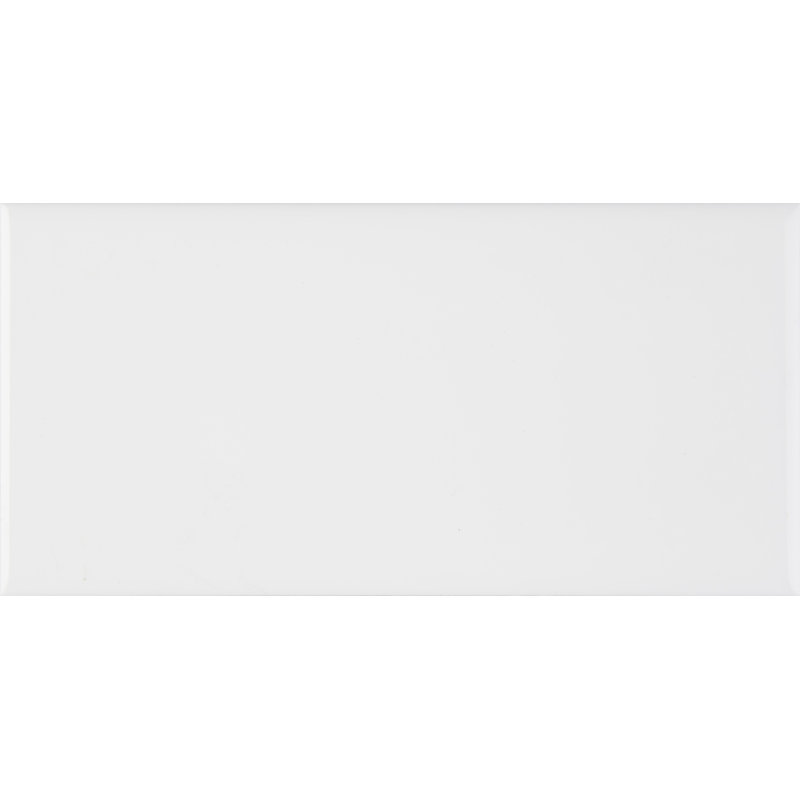 Segment 3 in. x 6 in. Glossy Ceramic Bullnose Tile Trim, Blanc