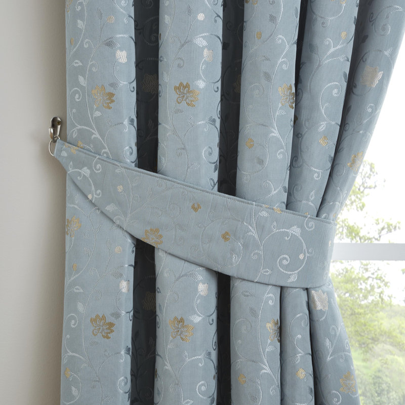 Renata Room Darkening Curtain Pair, Duckegg, Width 168 x Drop 137cm