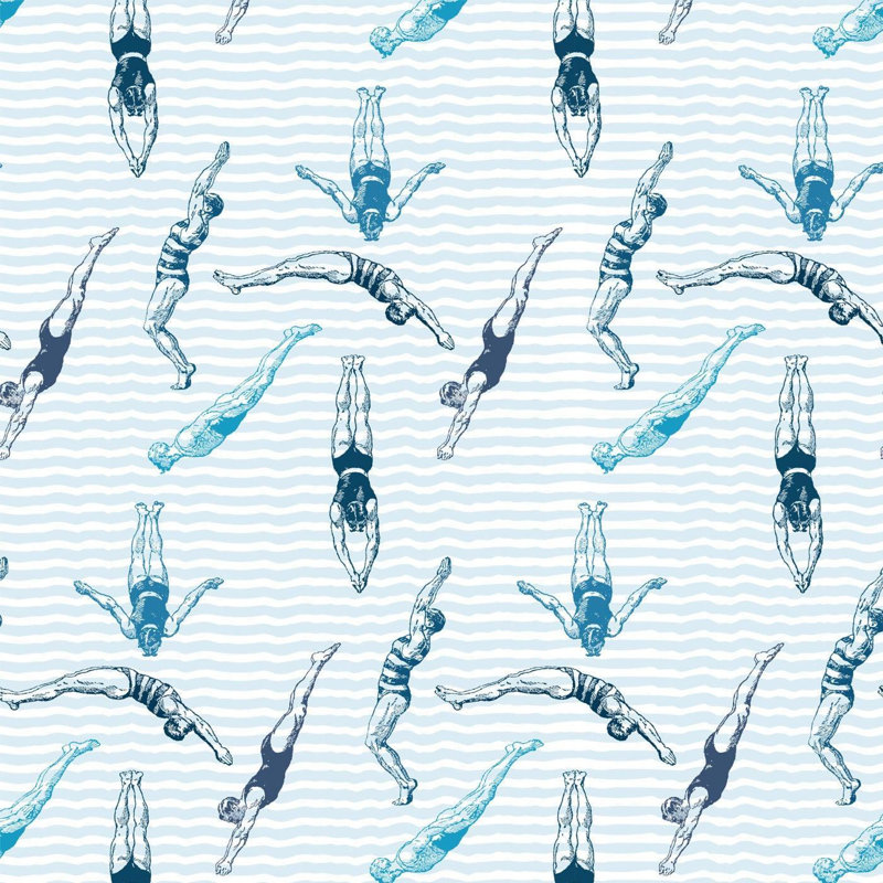 Signature Divers 10' L x 24" W Peel and Stick Wallpaper Roll, The Blues, Faux Grasscloth, Non-pasted