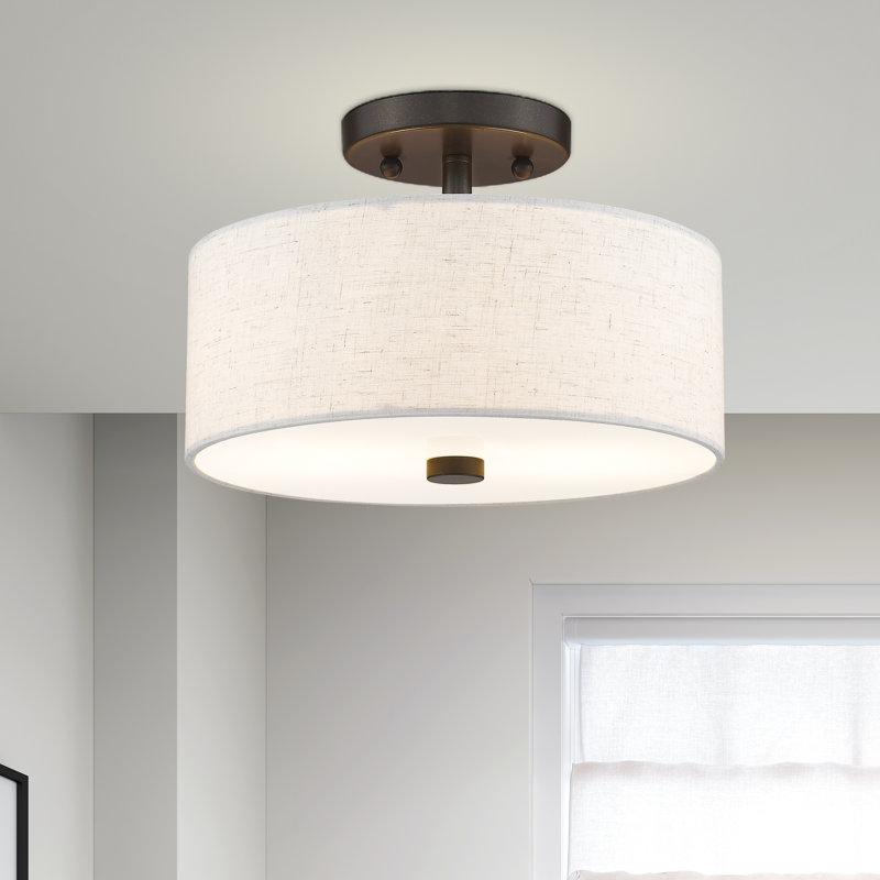 Plafonnier semi-encastré à deux lumières Flaire, H 7,5 po x l 11 po x P 11 po, Bronze anglais