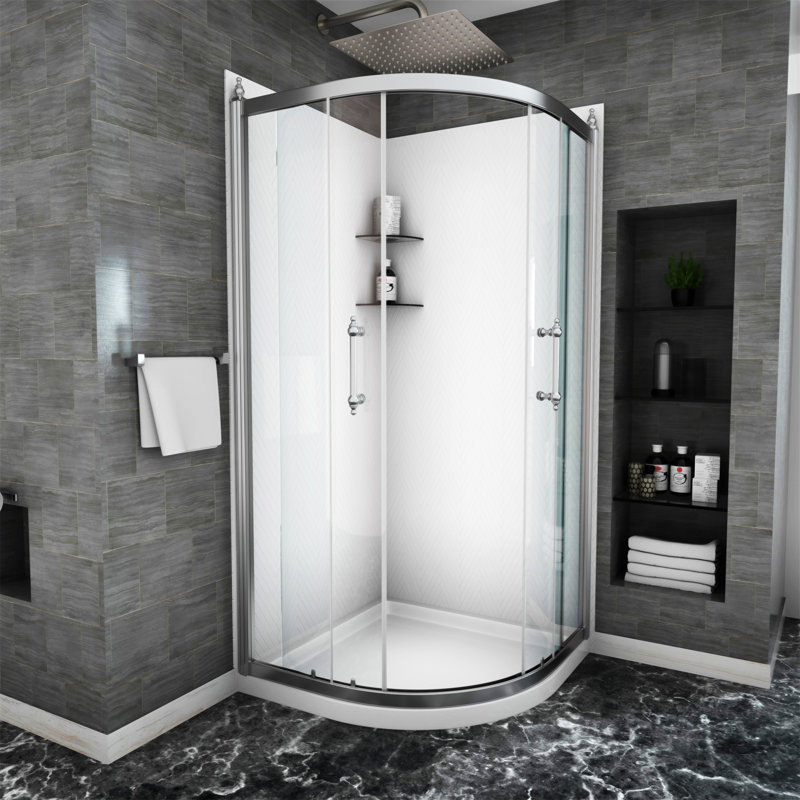 Porte de douche 36 po x 75 po Cabine de douche encadrée en chrome