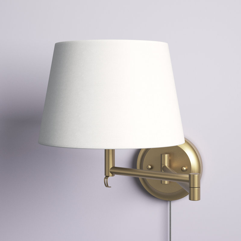 Arguelles Steel Swing Arm Sconce, Modern White, Brushed Champagne Bronze