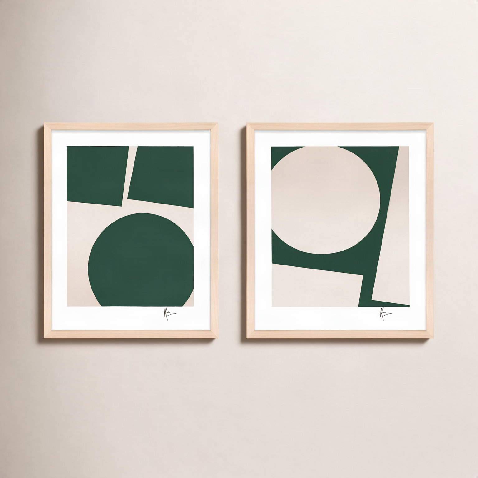 You and Me "In Green" 2-Piece Painting Set, 50" H x 80" W x 1.25" D, Brown
