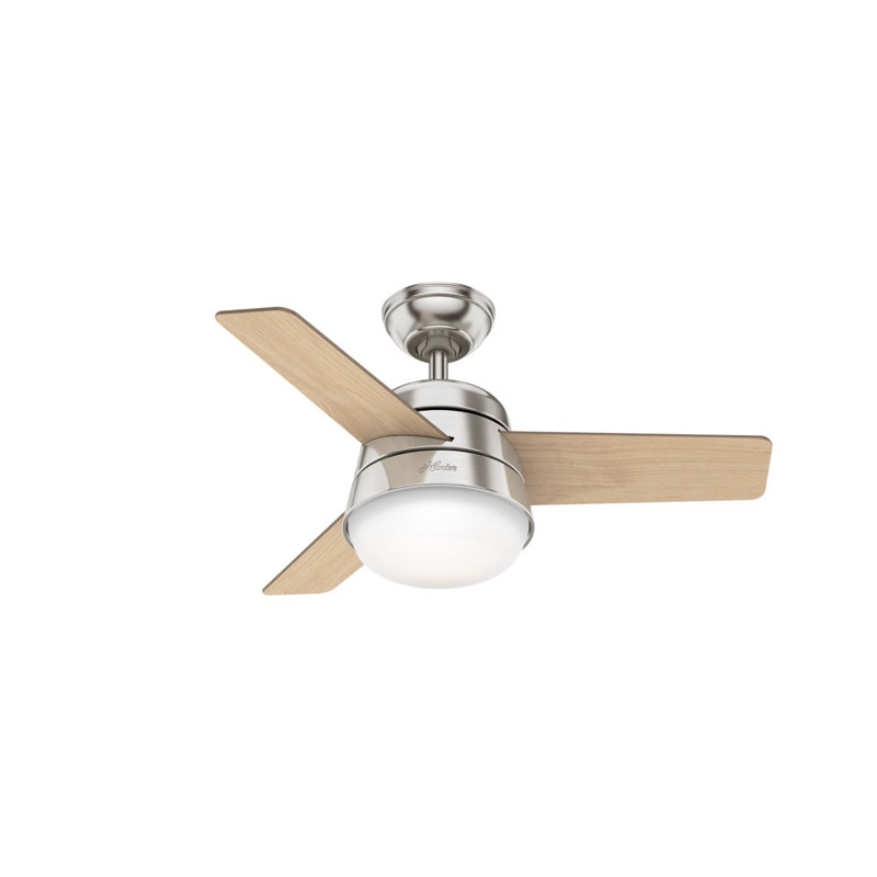91cm Ceiling Fan with Light Kit, Brushed Nickel, American Walnut/Natural Wood
