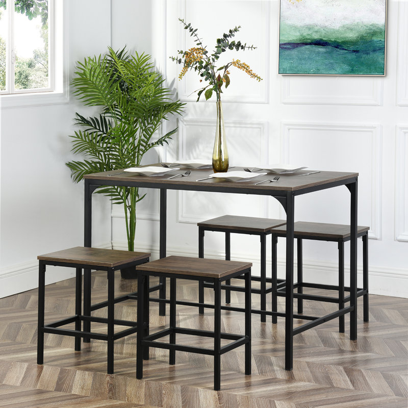 Konner Dining Set, Dark Brown, Black, Dark Brown