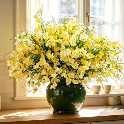 8 pièces de fleurs artificielles d'extérieur résistantes aux rayons UV et à la décoloration, 8 paquets de fausses fleurs réalistes pour le jardin, le patio, la pelouse, artificielles