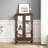 Cherry Curio Cabinet With Tempered Glass Doors, Lighted Display Cabinet With Mirrored Back Panel & Adjustable Shelves For Home Or Office (Light Bulb Included)-586353213