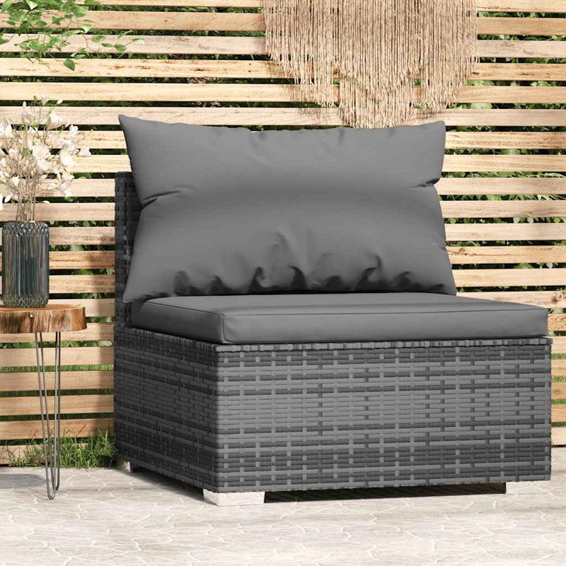 Patio Sectional Sofa with Cushions PE Rattan