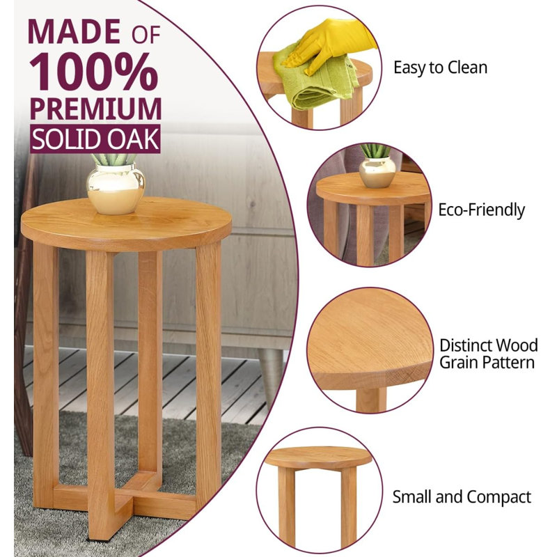 Bittencourt Solid Wood Cross Legs End Table