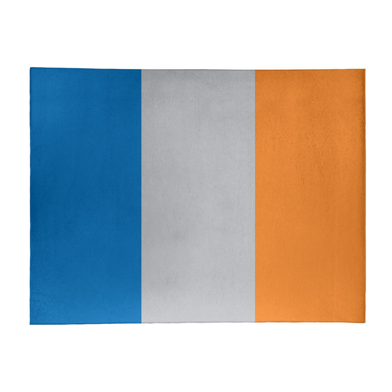 Tapis à rayures bleues/argent/orange, Rectangle 5 pi x 7 pi