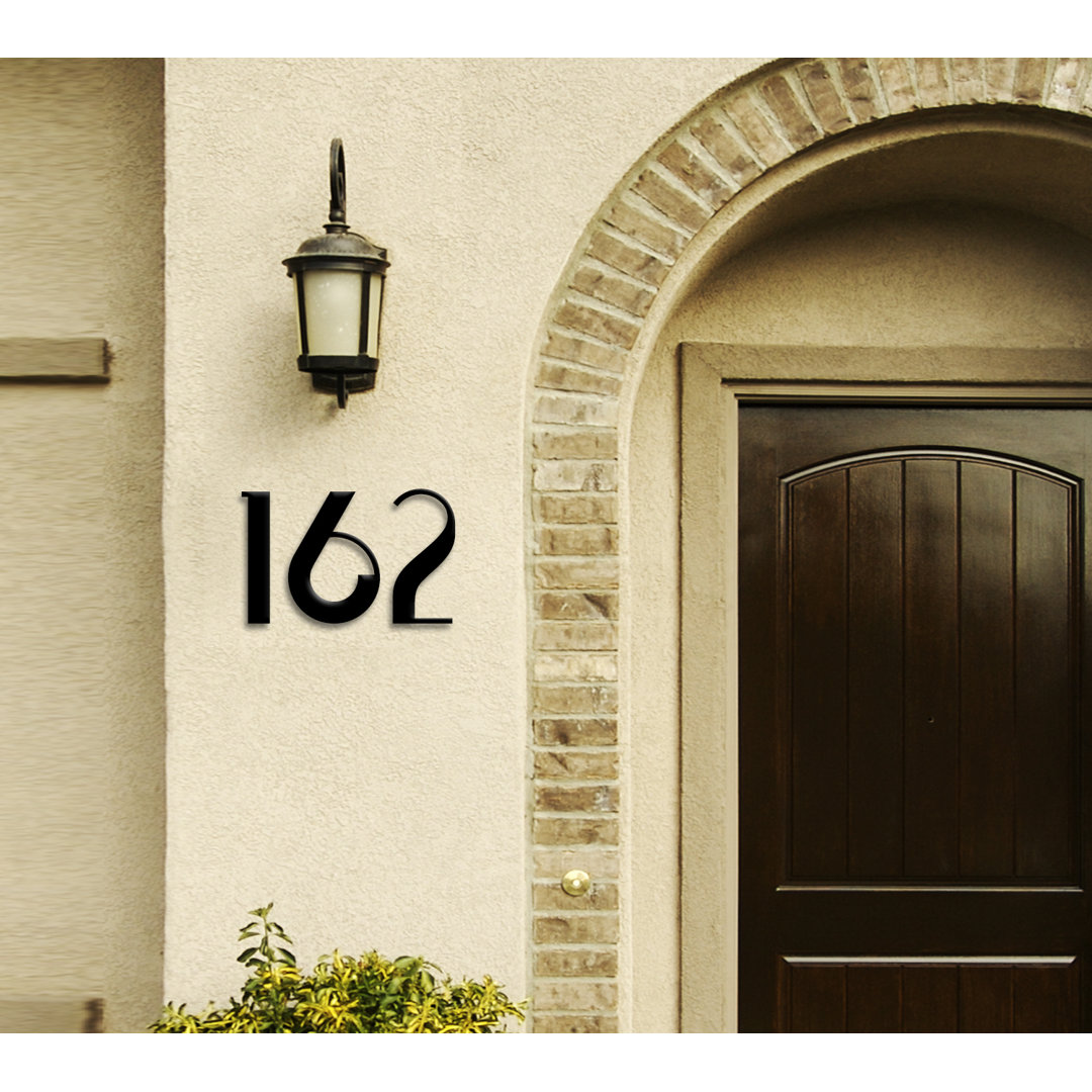 6 inch tall Metal House Number White Harmony