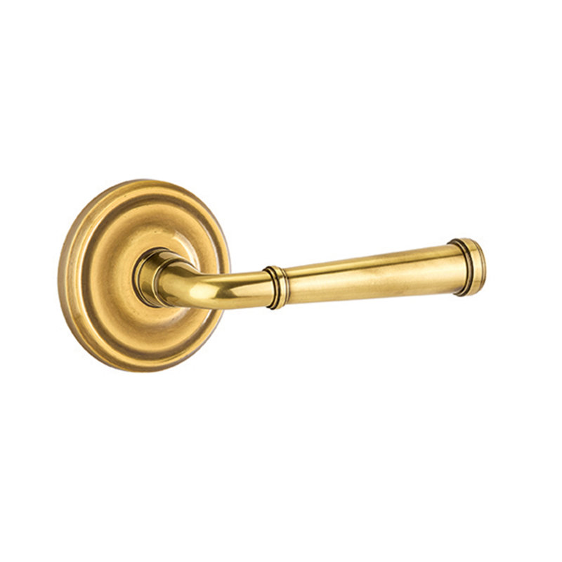 Merrimack Round Passage (Hall & Closet) Door Lever with Round Rosette, Right, French Antique Brass
