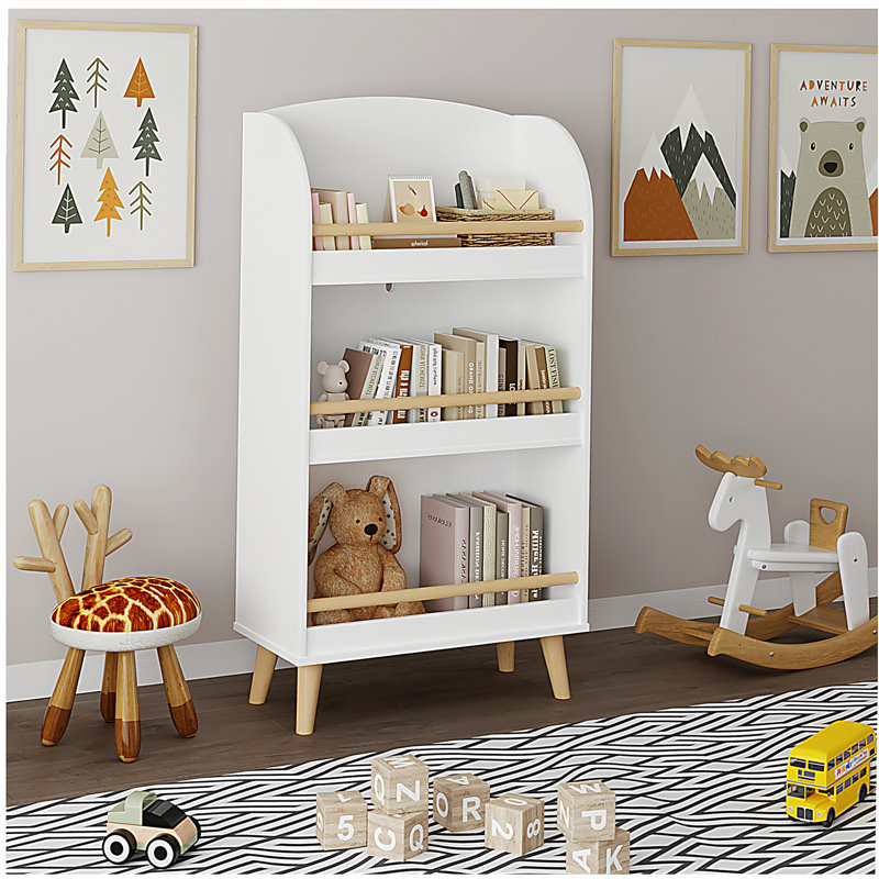 Bibliothèque, bibliothèque à 3 niveaux, organisateur de livres, rangement pour jouets, blanc