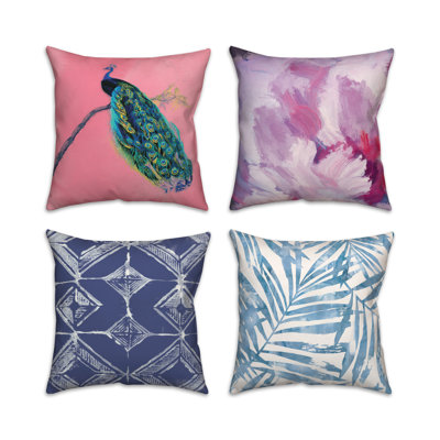 Housse de coussin Blue Palms - ensemble de 4
