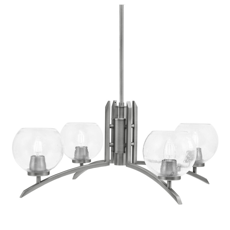 Lustre lumineux avec verre à bulles 5,75 po, Graphite, H 58,25 po x l 27,5 po x P 27,5 po, 4