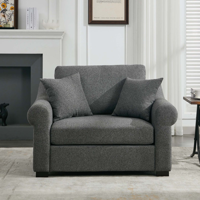 Chenille Oversized Armchair, Gray Chenille, 40.2" H x 44.5" W x 36.2" D