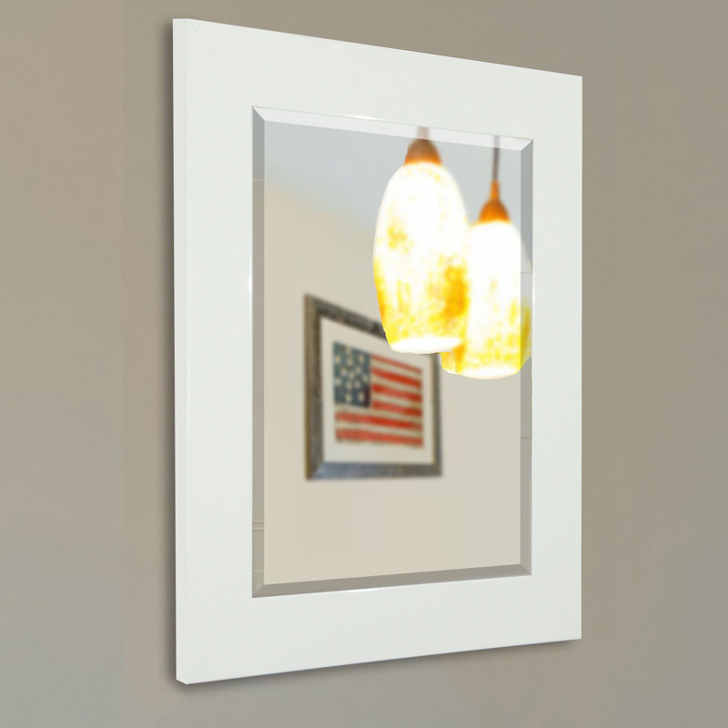 Vibhu Wood Flat Wall Mirror, 38.5" H x 32.5" W, White