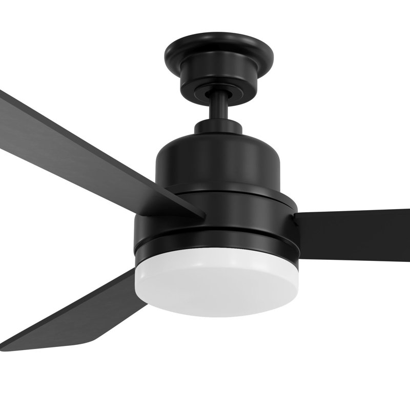 Trevina II Collection LED 52" 3-Blade Fan, Black, Matte Black