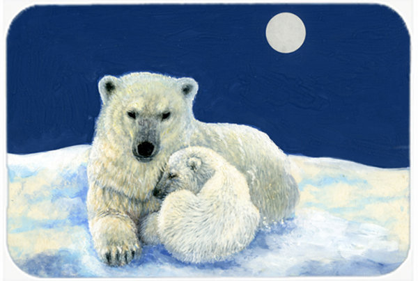 Caroline's Treasures Polar Bears Moonlight Snuggle Glass Cutting Board