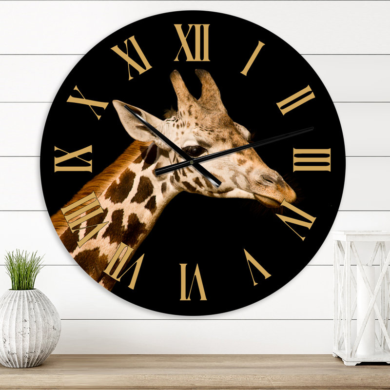 Gros plan, portrait d'une girafe IV - Horloge murale de ferme, Moyen