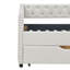 Lit de jour avec tiroirs, canapé-lit capitonné, avec bouton sur le dos et clou en cuivre sur les accoudoirs ondulés-1612716129