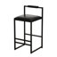 2 chaises de bar noires: hauteur de comptoir, support pour le dos, revêtement en cuir synthétique, repose-pieds, structure en métal pour les salons modernes 2 tabourets de hauteur: siège, espaces de vie élégants-1990925879
