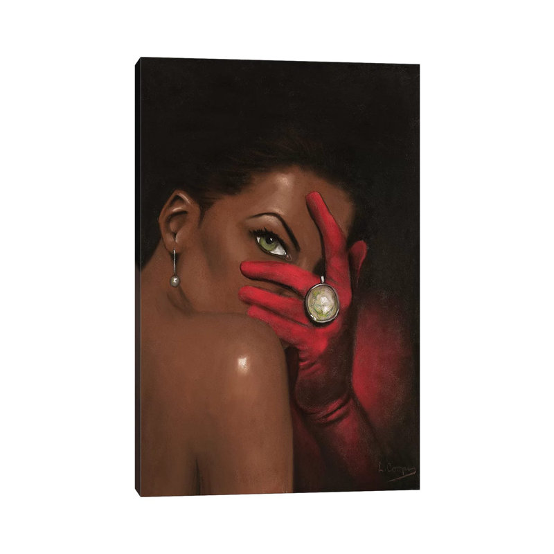 «Red Velvet» par Laurie Cooper - peinture sur toile tendue, H 12 po x l 8 po x P 0,75 po